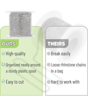 Mr. Pen Crystal Rhinestone Close Chain - 2mm Silver Rhinestones for Jewelry and Crafts - 11 Yard Roll - Buy Online on GoSupps.com