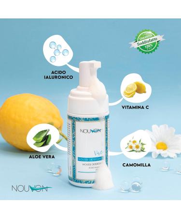Nouvon - Moisturizing Cleansing Foam for Face and Eyes with Hyaluronic Acid and Vitamin C I ORGANIC I Does not sting the eyes Sensitive Skin and Delicate Eyes 100 ml - Buy Online on GoSupps.com