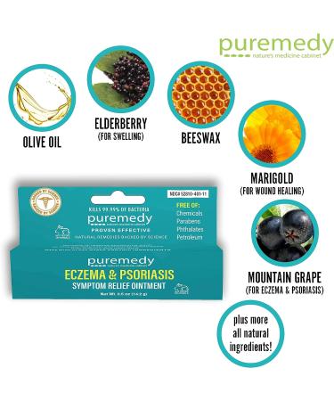 Puremedy Eczema & Psoriasis Relief Ointment - Natural Homeopathic Salve for Dry, Itchy Skin - 0.5 oz - Buy Online on GoSupps.com