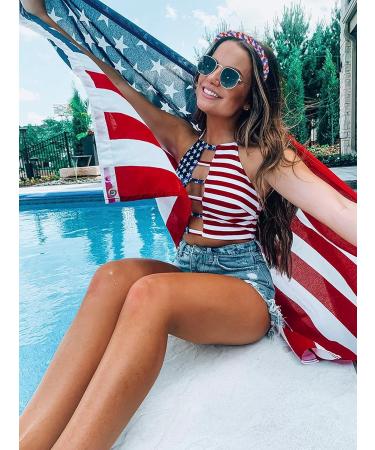 Patriotic Rhinestone Twist Headband for Women | Red White Blue Crystal Hairband for 4th of July Holiday Party - Buy Online on GoSupps.com