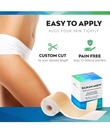 Silikan Silicone Scar Tape - Skin Color Roll 1.6 X 60, Medical Grade for Surgery Scars, Soft Thin Silicone Adhesive for Scar Recovery - 4 Months Supply - Buy Online on GoSupps.com
