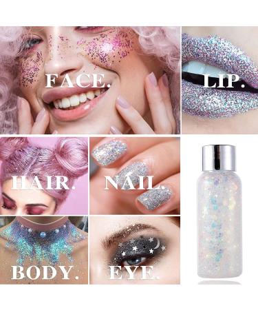 Mermaid Scale Glitter Gel - Long Lasting Body, Eye, Face & Nail Glitter for Festivals & Parties (White) - Buy Online on GoSupps.com