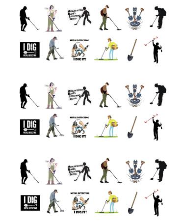 36 Stand Up Metal Detecting Themed Edible Wafer Paper Cake Toppers Decorations
