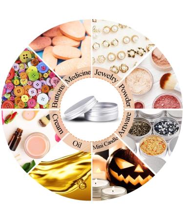 24 Pack Aluminum Empty Jars with 70 Stickers - 5ml Travel Cream Boxes for Lip Balm Lotion Cosmetics Mini Candles & Nail Art - Screw Cover (Silver) - Buy Online on GoSupps.com