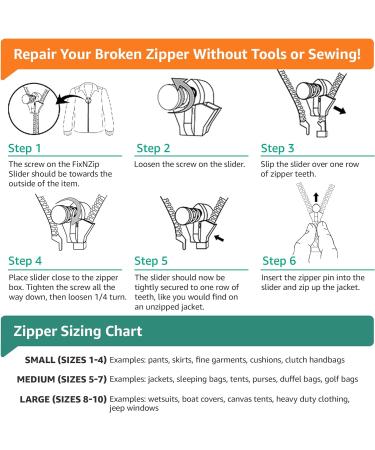 FixnZip Medium Black Nickel - Universal Zipper Repair Kit for Jackets, Luggage, Bags - Made in USA - Buy Online on GoSupps.com