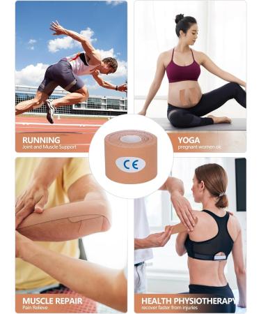 Kinesiology Tape - 6 Rolls Set Lychee Elastic Therapeutic Sports Tape for Shoulder Knee Elbow Pain Relief Latex Free Water Resistant Breathable 2" x 16.4 feet Per Roll (Beige) - Buy Online on GoSupps.com