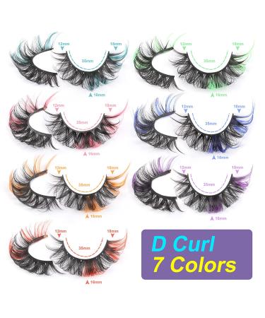 Ruairie Colored False Eyelashes - Fluffy Wispy Russian Strip Lashes - 7 Colors D Curl Volume Curly Faux Mink Lashes - Buy Online on GoSupps.com