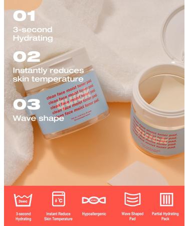 Hydrating Clean Face Moist Toner Pads - Alcohol-Free Soothing and Cooling | 60 Hypoallergenic Multi Pads for Glowing Skin - Buy Online on GoSupps.com