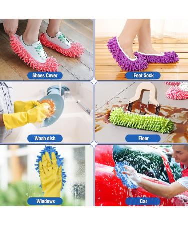 Washable 10Pcs Mop Slippers: Soft Microfiber Dust Mops for Floor Cleaning - Reusable Shoes Cover for Women Men Kids - Ideal for Sweeping House, Office, Bathroom, Kitchen - Buy Online on GoSupps.com