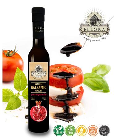 Ellora Farms Pomegranate Infused Aged Balsamic Vinegar 8.45oz - All Natural, No-Additives, Italian Glass Bottle - Buy Online on GoSupps.com