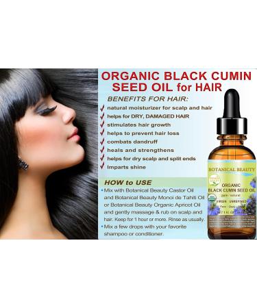 Botanical Beauty Organic BLACK CUMIN SEED OIL Nigella sativa 100% Pure Natural Virgin Undiluted 1 Fl.oz.- 30 ml for Face Skin Hair Lip Nails. Rich in Vitamin C vitamin E - Buy Online on GoSupps.com