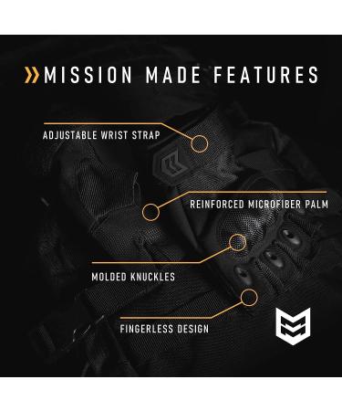 Mission Made Hellfox Tactical Fingerless Gloves for Men - Medium, Pitch Black - Buy Online on GoSupps.com