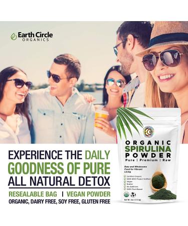 Earth Circle Organics Spirulina Powder 4 oz - Organic Superfood, Nutrient-Dense Supplements - Buy Online on GoSupps.com