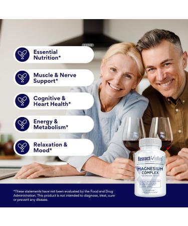 Research Verified Magnesium Complex - Brain Muscle and Nerve Support - Magnesium Bisglycinate Malate Citrate and Oxide - Bioperine - Vegan - 60 Capsules - Pack of 1 60 Count (Pack of 1) - Buy Online on GoSupps.com