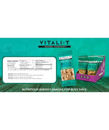 Vitali-T Collation| Snack |noix de cajou r tis et assaisonn es | Roasted Cashews | Bo te de 15 x 50 g | Collation nutritive et nergisante | Pratique et facile emporter | Ingr dients de qualit sup rieure enti rement naturels et sain. - Buy Online on GoSupps.com