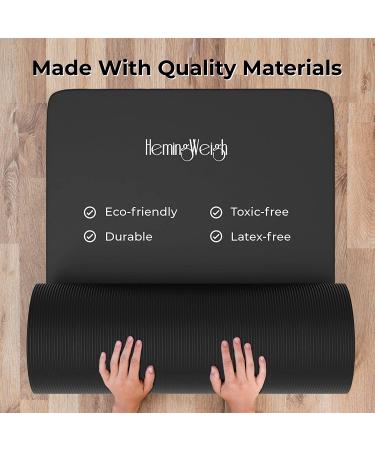 HemingWeigh 1 Thick Yoga Mat - Extra Thick Non Slip Exercise Mat for Indoor & Outdoor Use - Black - Buy Online on GoSupps.com