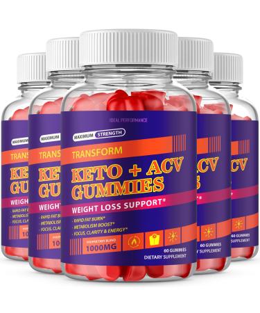 (5 Pack) Transform Keto ACV Gummies Transform Keto ACV Gummies Advanced Transform Keto Plus ACV Gummies Transform Keto Apple Cider Vinegar Gummies Supplement (300 Gummies)