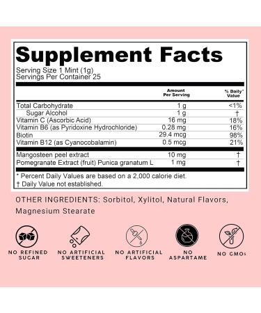 NOOZ Beauty Mints - Sugar-Free Biotin Mint for Glowing Skin, Healthy Hair & Strong Nails - Juicy Pear Flavor | Travel-Friendly Supplement with Antioxidants, Vitamin C, B6 & B12 | Non-GMO, 25 Mints Juicy Pear Single Tin - Buy Online on GoSupps.com