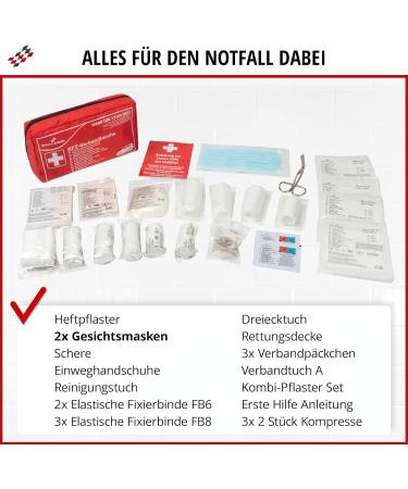 Walser First Aid Kit for Car - 2024 Car Dressing Box (DIN 13164) | Best First Aid Set for International Shipping - Buy Online on GoSupps.com