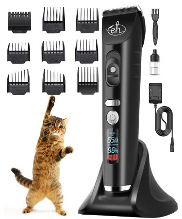E-Hunter Ceramic Cat Dog Clippers for Grooming - Low Noise Cordless Dogs Cats Pets Hair Trimmer Shaver Rechargeable - Professional Groomer Clipper with Charging Stand for Pet