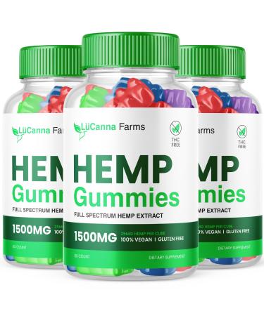 (3 Pack) Lucanna Farms Gummies Lucana Farms Hemp Gummies Advanced Formula Maximum Performance Hemp Blend LucannaFarms Gummies Supplement 25mg per Gummy 1500mg per Bottle Reviews New (180 Gummies)