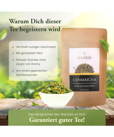  TeaClub Genmaicha Loose Tea 100g Japanese Green Tea with Rice Kirishima Japan Green Tea Teaclub Green Tea - Buy Online on GoSupps.com