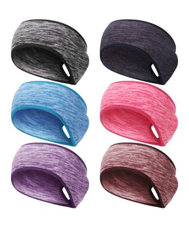 6 Pieces Women Ponytail Headband Ear Warmer Headband Winter Running Head Wrap Moisture Wicking Ear Band Yoga Hair Band Running Sweatband for Women Girls Outdoor Sports, 6 Colors Ordinary Set