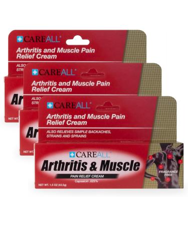 CareAll Capsaicin Arthritis Muscle and Joint Cream 1.5 oz. (3 Pack) Relief of Minor Aches and Pains from Backache Sprains Strains Arthritis. Fragrance Free - Buy Online on GoSupps.com