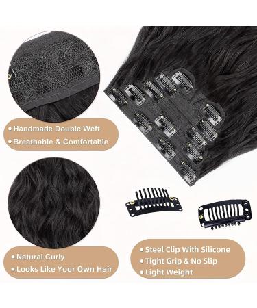 Flvaco Natural Black Hair Extensions 20 Inch - 6PCS Synthetic Clip Ins Double Weft Hairpieces for Women - Thick Wavy Hair Extensions (230G Black) - Buy Online on GoSupps.com