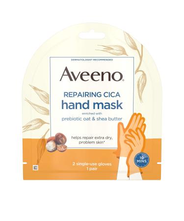 Aveeno Repairing CICA Hand Mask with Prebiotic Oat and Shea Butter for Extra Dry Skin, Paraben-Free and Fragrance-Free 1 Pair (Pack of 3) - Buy Online on GoSupps.com
