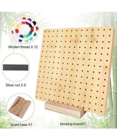 8 Bamboo Crochet Blocking Board Kit with Stainless Steel Rod Pins- Perfect Gift for Granny Squares Enthusiasts - Buy Online on GoSupps.com