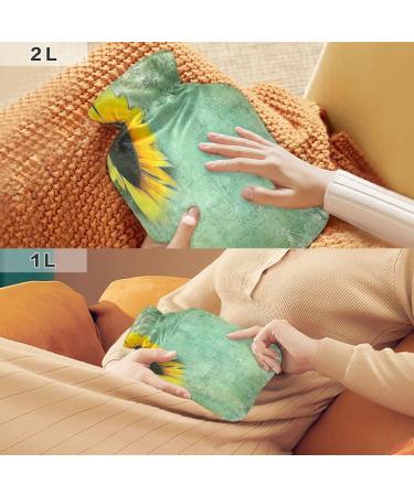 Sunflower Robust Hot Water Bottle 2L with Soft Fleece Cover Ideal for Hot & Cold Compresses | International Shipping Available - Buy Online on GoSupps.com
