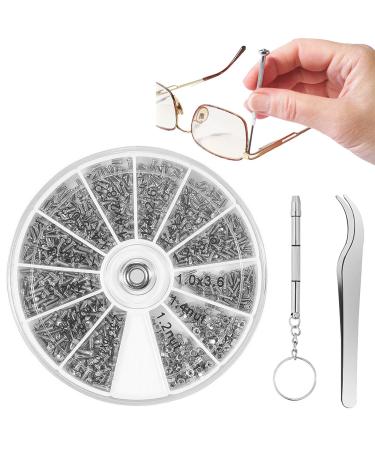 Glasses and Watch Repair Kit 1200PCS Screws and Nuts with Storage Box with Screwdriver and Tweezers Repairs for Glasses Sunglasses Reading Glasses and Watches Glasses Repair Kit