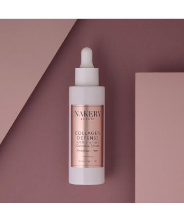 Nakery Collagen Defense Face Serum 25% Vitamin C Complex with Niacinamide and Peptides Anti Aging Collagen Booster for Wrinkles and Dark Spots Brightening Skin Treatment Made in USA Unscented - Buy Online on GoSupps.com