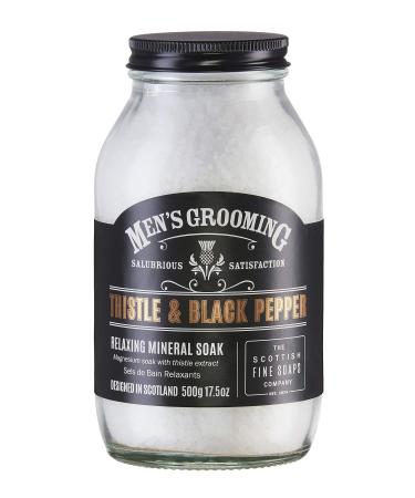 Scottish Fine Soaps Thistle & Black Pepper Relaxing Soak 500gm Glass Jar