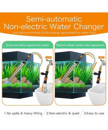 Hygger Semi-Automatic Aquarium Water Changer Kit | 49FT Water Hose & Flow Control Valve Included - Buy Online on GoSupps.com