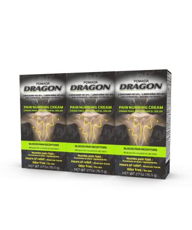 Dragon - Maximum Strength Pain Relief Numbing Cream with Lidocaine 2.7 Ounce (Pack of 3) 8.1 Ounce (Pack of 3)