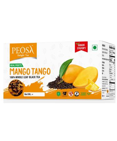 Peosa Delight Tea - Mango Tango,100% Whole loose Leaf Tea, Cotton Tea Bag Infuser, Mango - Pineapple - Apple, Maui, Hot & Ice Tea, Fruit tea, Golden Tips Leaf Blend, 1.76 oz each Box, 20 Tea Bags.