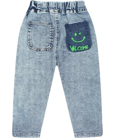 SEAUR Baby Boys Blue Ripped Jeans - Elastic Waistband Stretch Denim Pants 2-3 Years - Buy Online on GoSupps.com