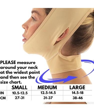 Post Surgery Neck & Chin Compression Garment Bandage | Face Slimmer & Jowl Tightening Wrap | Neck Coverage & Chin Lifting Strap | Beige (M) - Buy Online on GoSupps.com