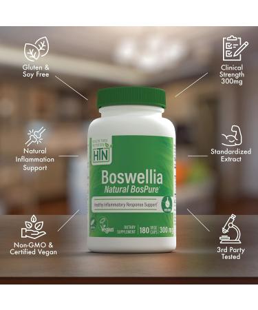 Health Thru Nutrition Boswellia 300mg 180 Capsules as Bospure AKBAMAX | High Potency 75% Boswellic Acids 10% AKBA | Healthy Inflammatory Support | Vegan Certified | Non-GMO Gluten Free Soy Free 180 Count (Pack of 1) - Buy Online on GoSupps.com