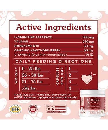 FERA Cardiac Support Supplement | Dogs Cats | Taurine, L-Carnitine, CoQ10, Hawthorn, Vitamin E | Promotes Heart Health & Circulation | 120 Capsules - Buy Online on GoSupps.com