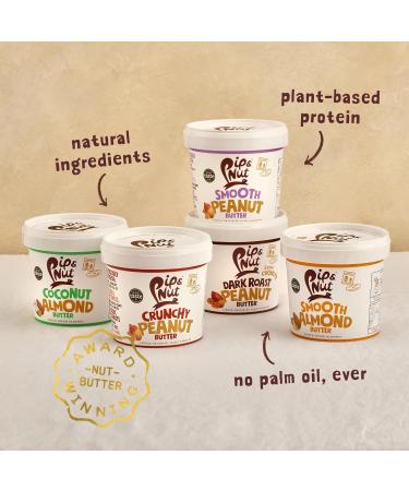 Pip & Nut - Smooth Peanut Butter (1kg) | Natural Nut Butter No Palm Oil No Added Sugar Hi-Oleic Peanuts High in Unsaturated Fats Gluten Free Vegan Dairy Free (Pack of 2) - Buy Online on GoSupps.com