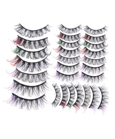 minkissy 14 Pairs Fake Eyelashes False Lashes Fake Lashes False Eyelashes Lash Clusters Lashes with Color Colored Lashes Color Lashes Fluffy Eyelashes Cosplay Extend Imitation