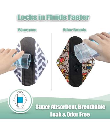 Wegreeco Bamboo Reusable Sanitary Pads - Stylish Cloth Menstrual Pads | Light Incontinence Pads - 6 Pack with Mini Wet Bag | Luxury Medium Size - Buy Online on GoSupps.com