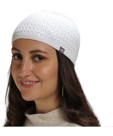 Candid Signature Apparel Zigzag Knit Skull Cap | 100% Cotton Beanie for Men & Women - White - Buy Online on GoSupps.com