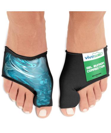 VIVEsole Gel Bunion Corrector - Toe Separators Sleeve Support For Pain - Orthopedic Big Hammer Toe Guard Straightener - Day Or Night Valgus Relief For Women And Men (Medium)