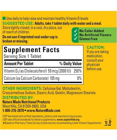 Vitamin D3 2000 IU Tablets - 100 Count for Strong Bones | Bone Health Supplement - Buy Online on GoSupps.com