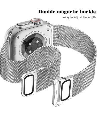Geoumy Metal Magnetic Band for Apple Watch - Ultra 49mm Stainless Steel Milanese Mesh Loop Replacement Strap in Silver for Men and Women - Buy Online on GoSupps.com