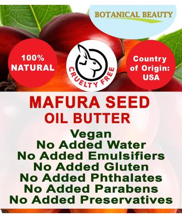 Botanical Beauty MAFURA SEED OIL BUTTER 100% Natural Pure Virgin Unrefined Raw for FACE SKIN BODY HAIR NAILS DRY SKIN. Mafura Seed Oil Shea Nut Butter Vitamin E Beeswax. 4 Fl oz 120 ml - Buy Online on GoSupps.com